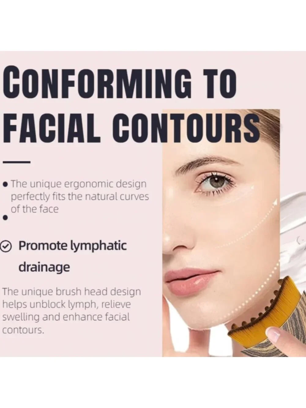 Lymphatic Contour Face Brush for Sculpting & Detox – Anti-Puffiness, Skin Glow